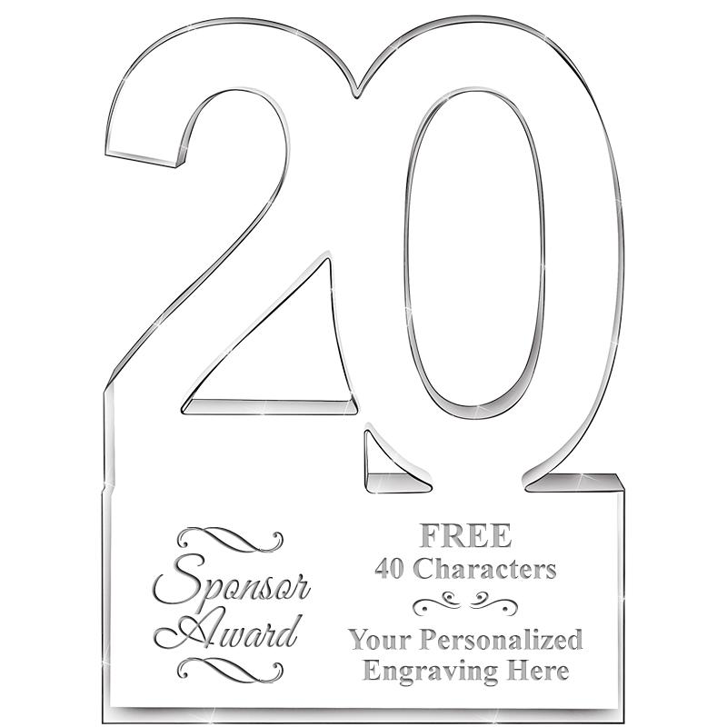 6" 20 YEARS OF SERVICE ACRYLIC