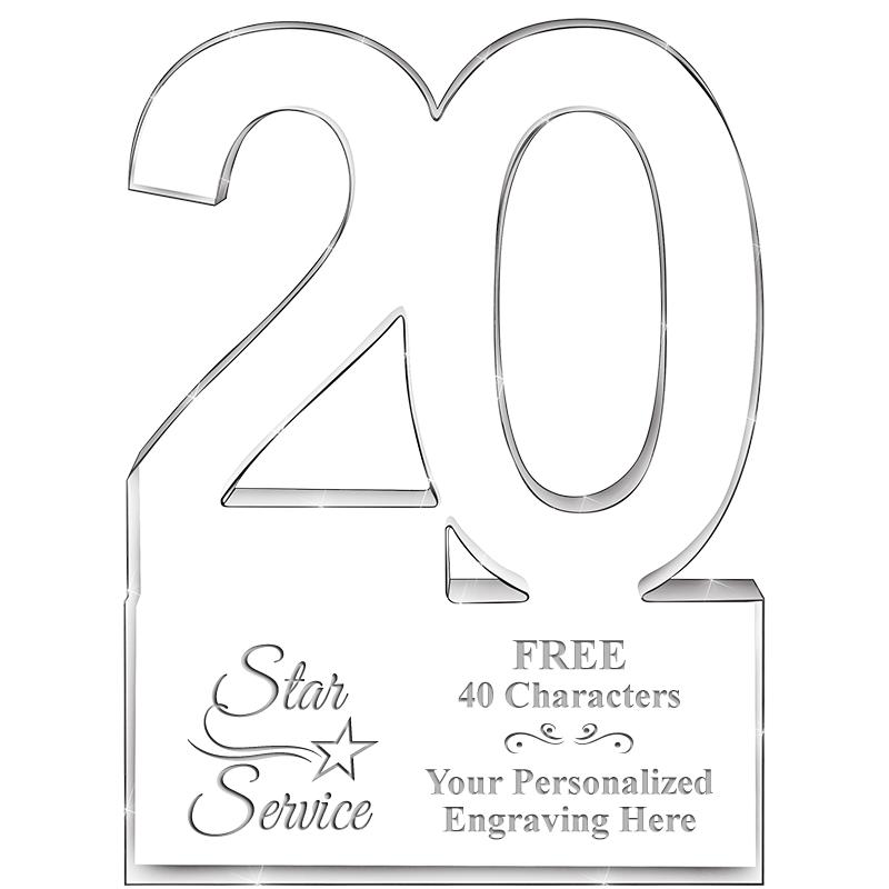 6" 20 YEARS OF SERVICE ACRYLIC