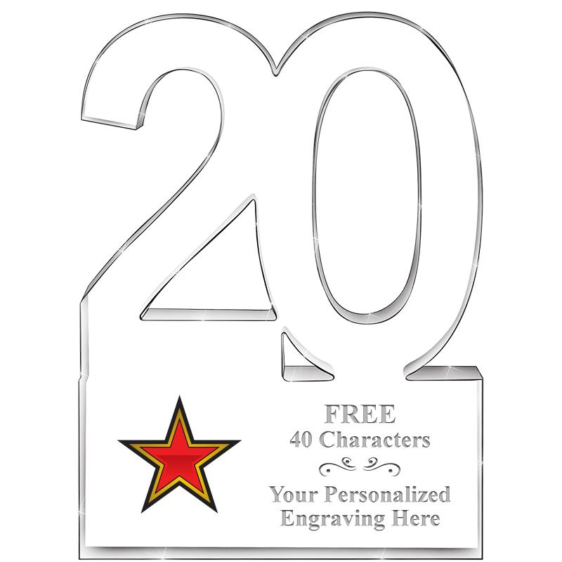 6" 20 YEARS OF SERVICE ACRYLIC