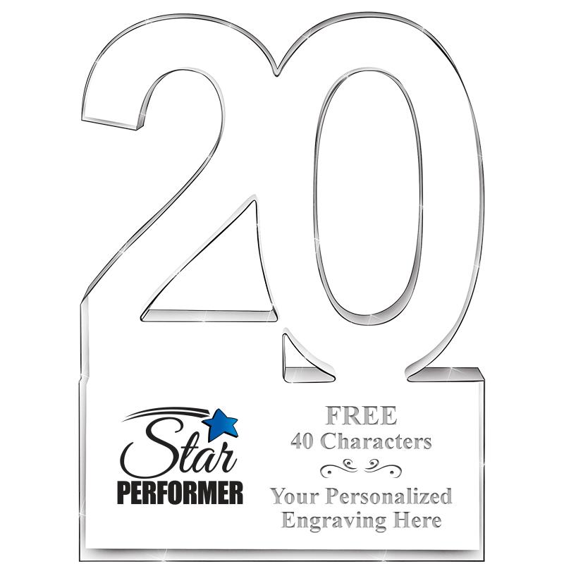 6" 20 YEARS OF SERVICE ACRYLIC