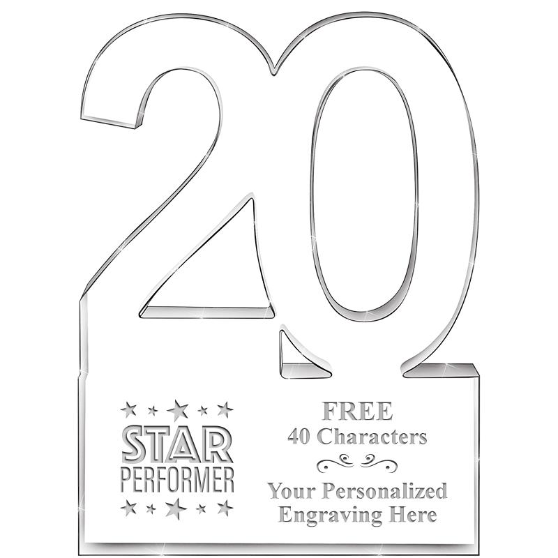 6" 20 YEARS OF SERVICE ACRYLIC