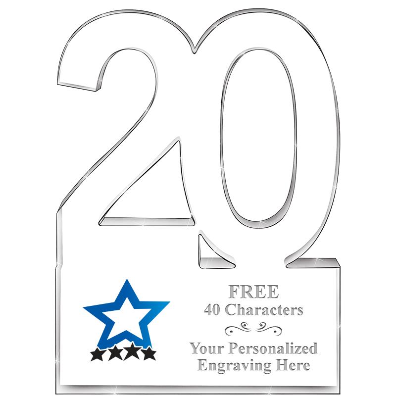 6" 20 YEARS OF SERVICE ACRYLIC