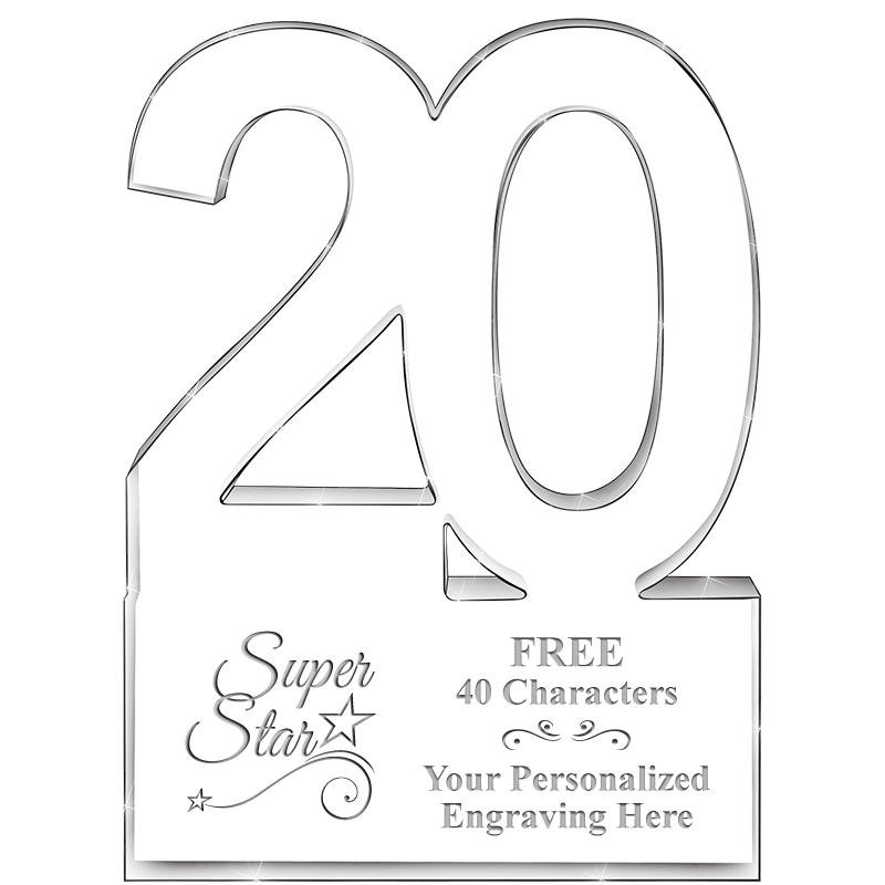 6" 20 YEARS OF SERVICE ACRYLIC