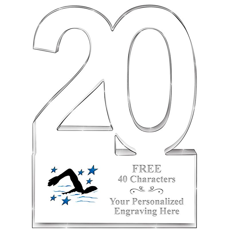 6" 20 YEARS OF SERVICE ACRYLIC