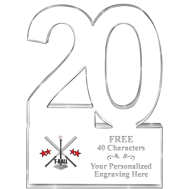 6" 20 YEARS OF SERVICE ACRYLIC