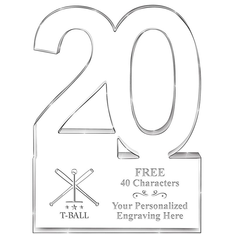 6" 20 YEARS OF SERVICE ACRYLIC