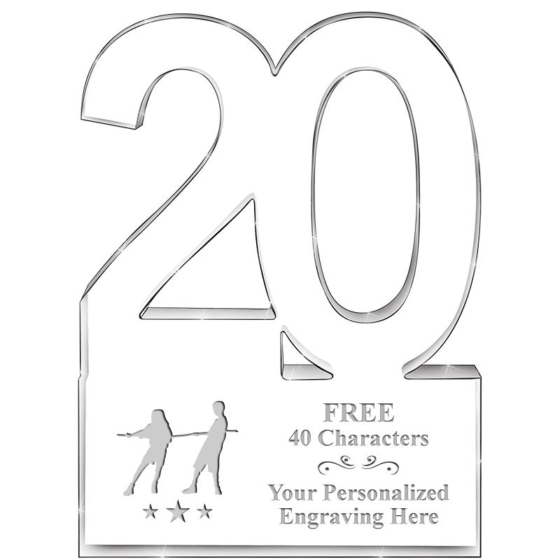 6" 20 YEARS OF SERVICE ACRYLIC