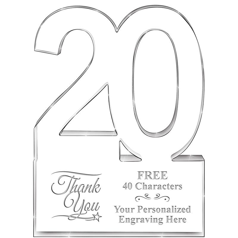 6" 20 YEARS OF SERVICE ACRYLIC