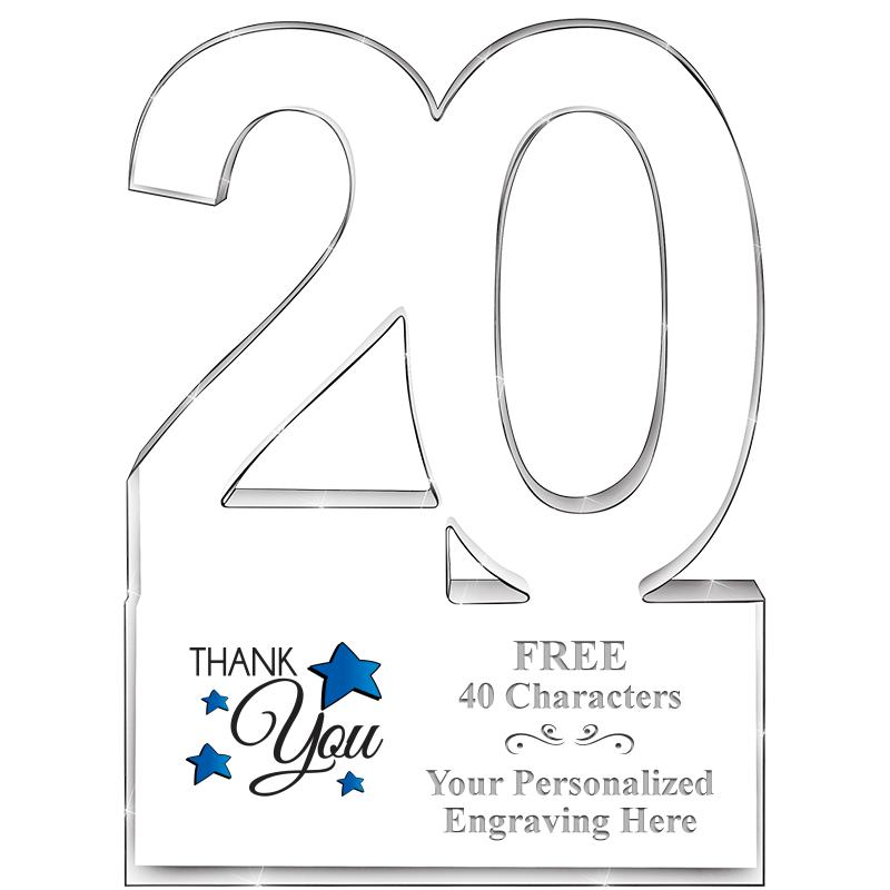 6" 20 YEARS OF SERVICE ACRYLIC