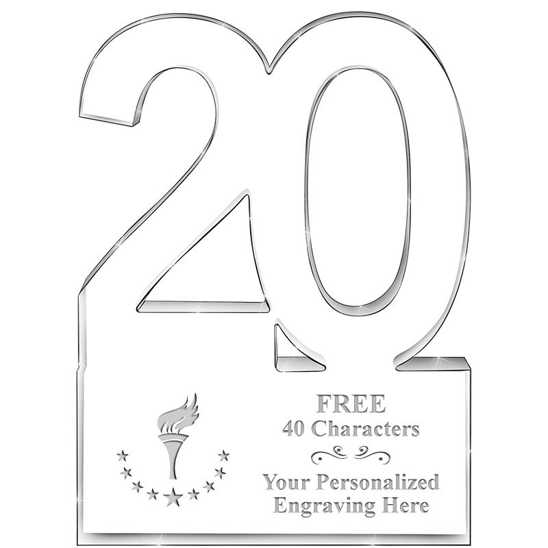 6" 20 YEARS OF SERVICE ACRYLIC