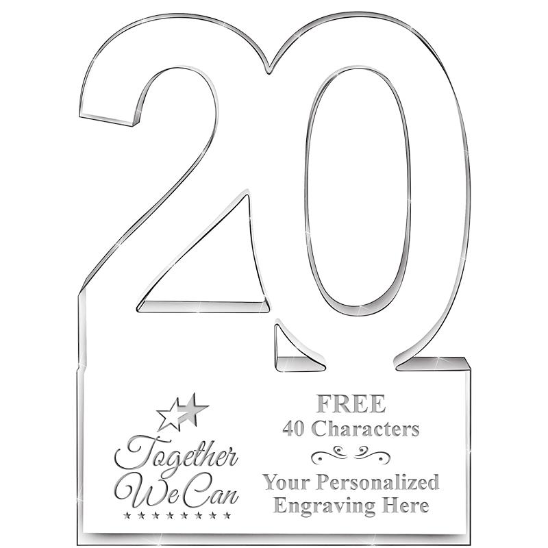 6" 20 YEARS OF SERVICE ACRYLIC