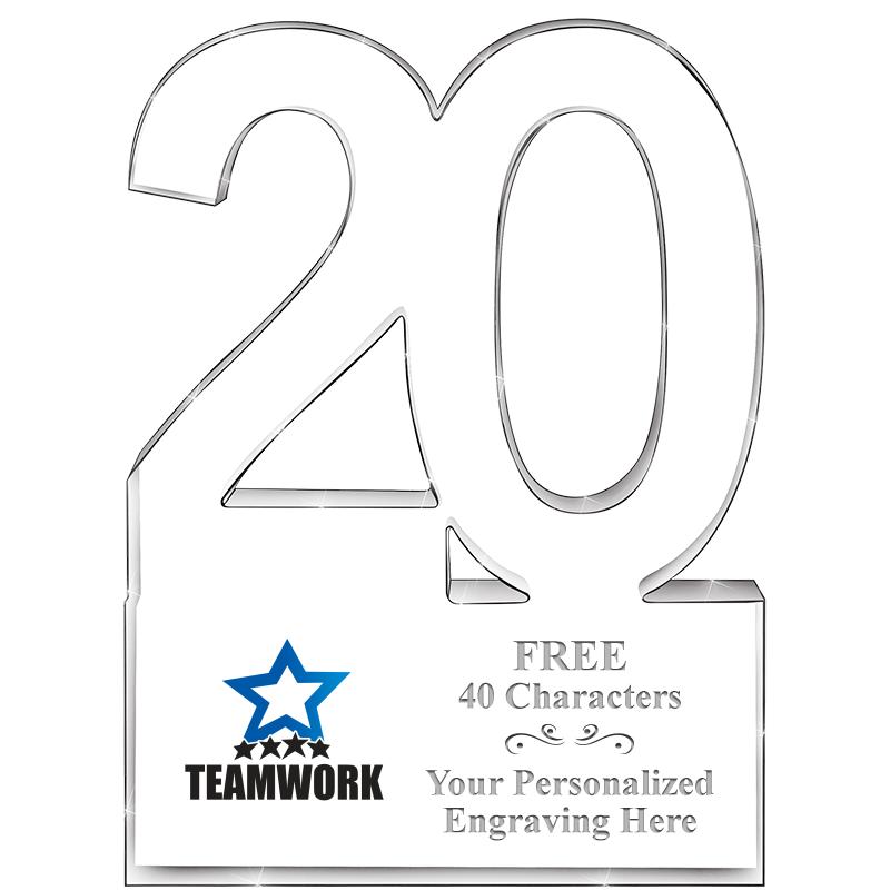 6" 20 YEARS OF SERVICE ACRYLIC