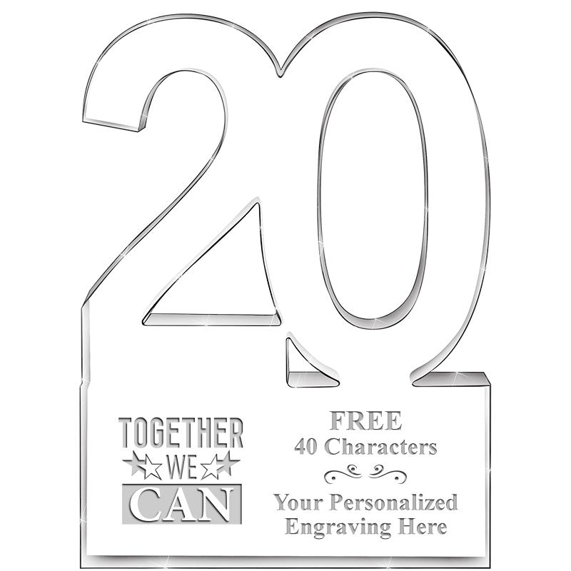 6" 20 YEARS OF SERVICE ACRYLIC