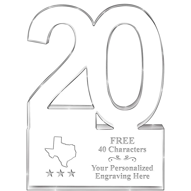 6" 20 YEARS OF SERVICE ACRYLIC