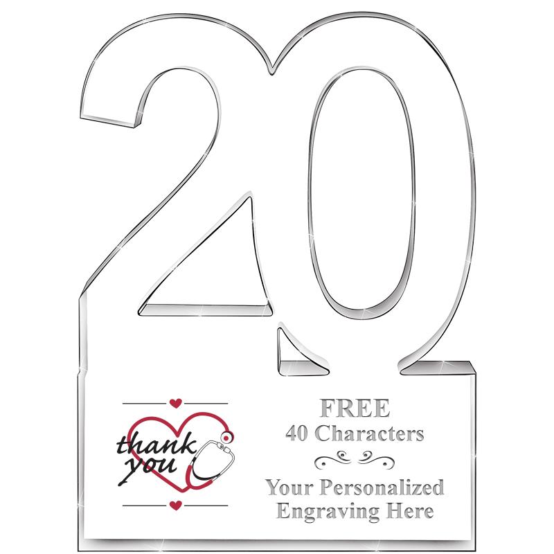 6" 20 YEARS OF SERVICE ACRYLIC