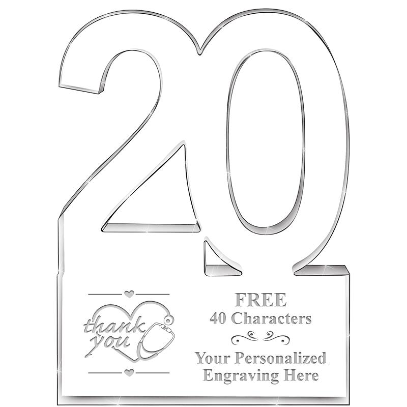 6" 20 YEARS OF SERVICE ACRYLIC