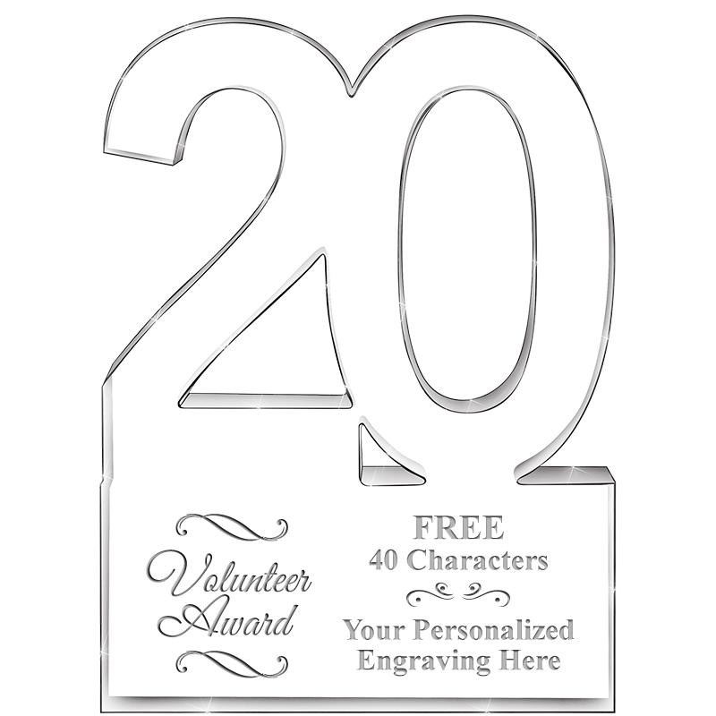 6" 20 YEARS OF SERVICE ACRYLIC