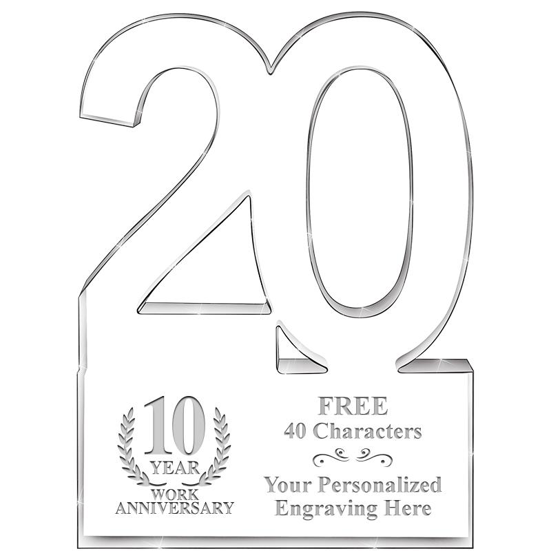 6" 20 YEARS OF SERVICE ACRYLIC