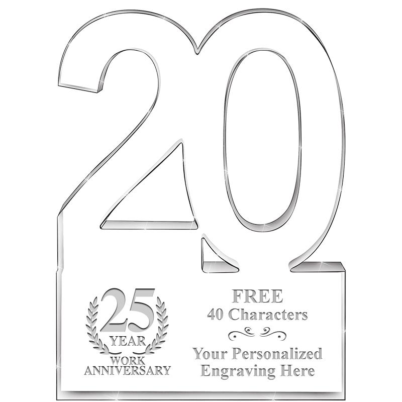 6" 20 YEARS OF SERVICE ACRYLIC