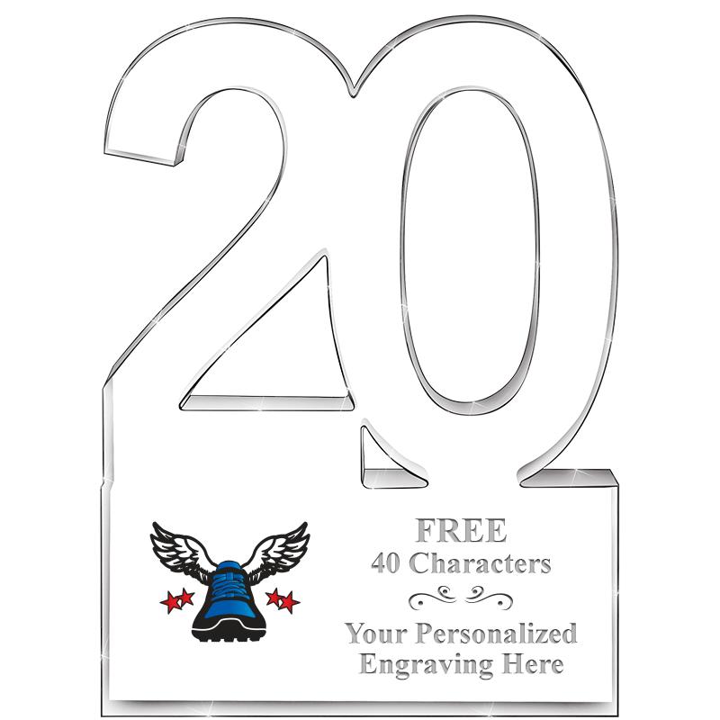 6" 20 YEARS OF SERVICE ACRYLIC