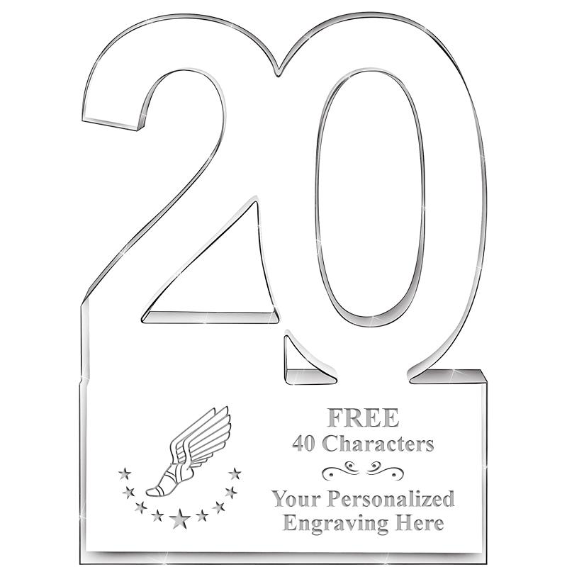 6" 20 YEARS OF SERVICE ACRYLIC