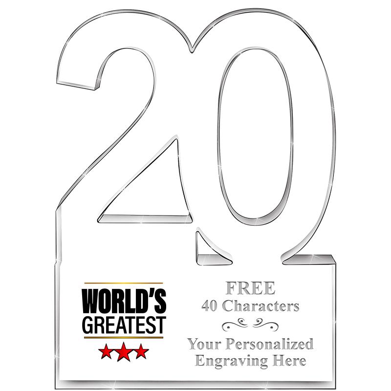 6" 20 YEARS OF SERVICE ACRYLIC