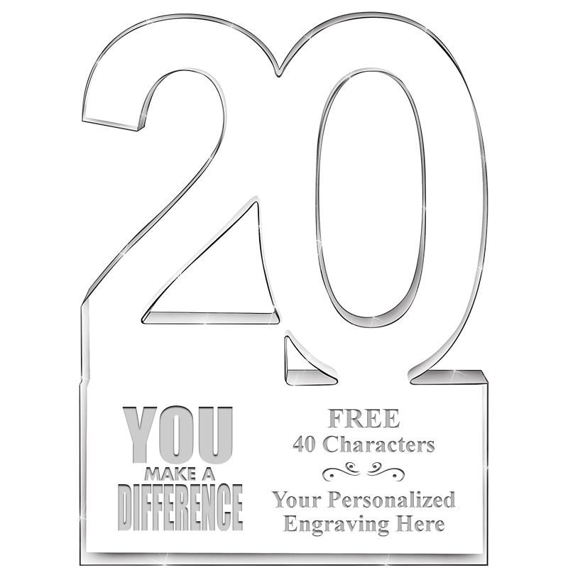 6" 20 YEARS OF SERVICE ACRYLIC