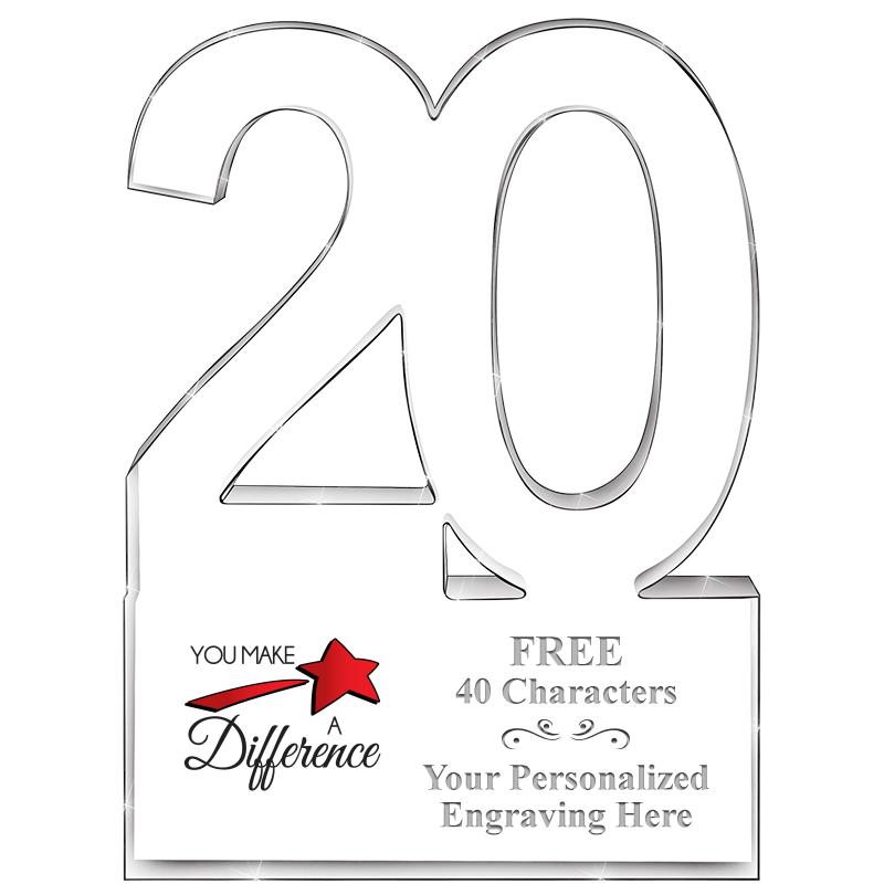 6" 20 YEARS OF SERVICE ACRYLIC