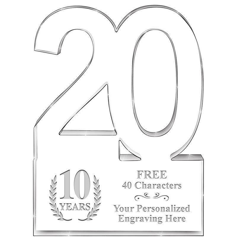 6" 20 YEARS OF SERVICE ACRYLIC