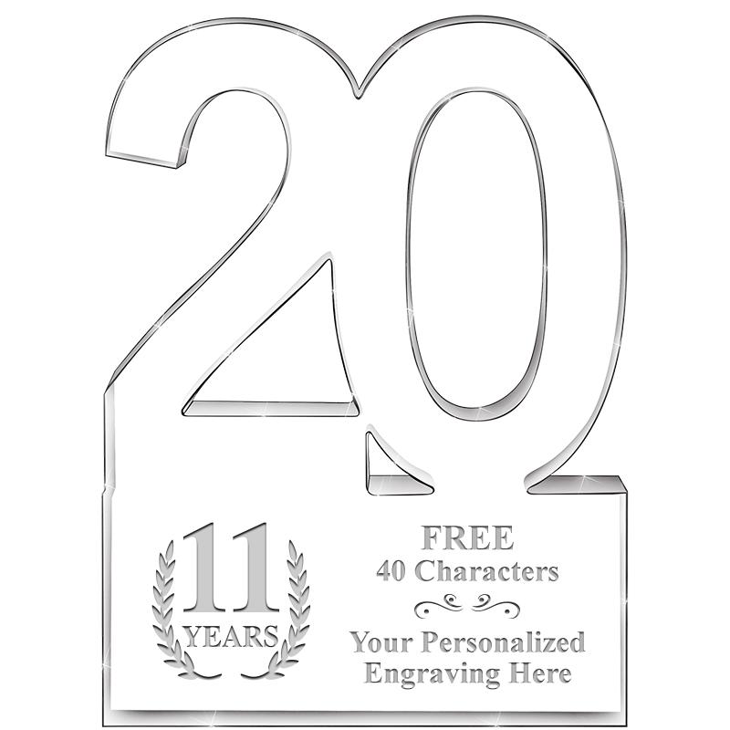 6" 20 YEARS OF SERVICE ACRYLIC