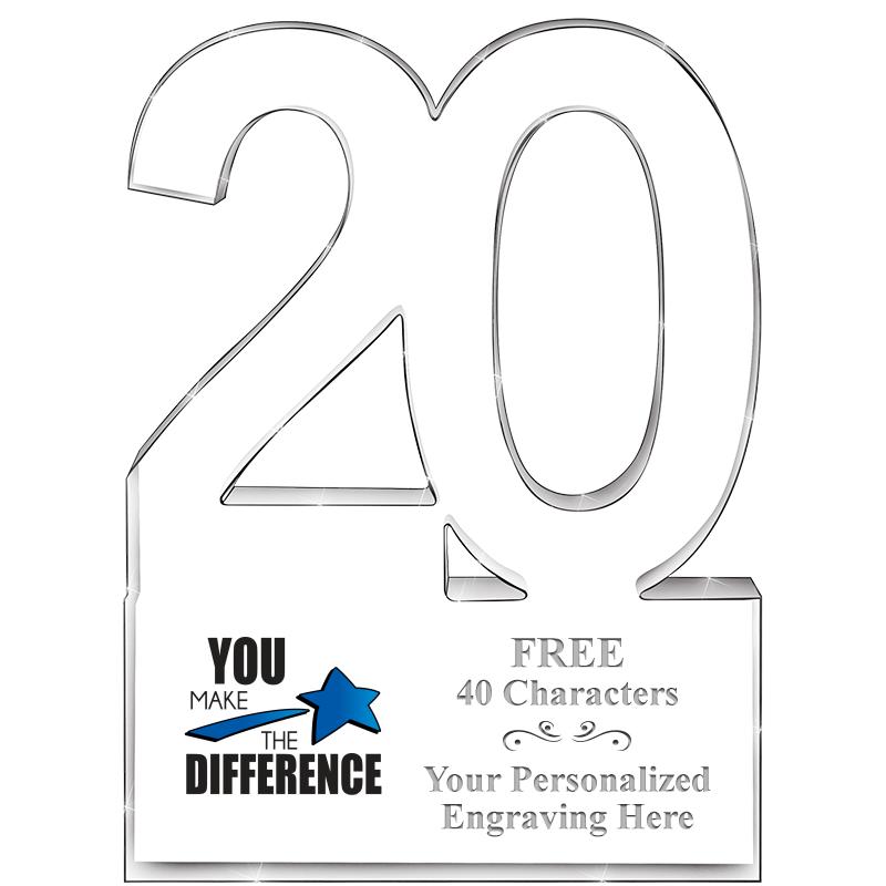 6" 20 YEARS OF SERVICE ACRYLIC