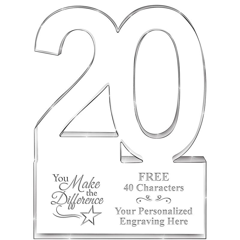 6" 20 YEARS OF SERVICE ACRYLIC