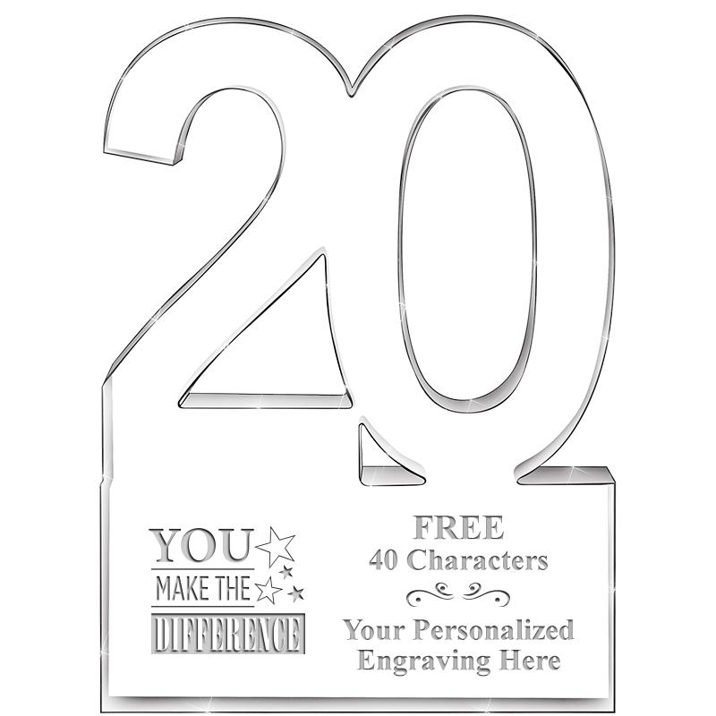 6" 20 YEARS OF SERVICE ACRYLIC