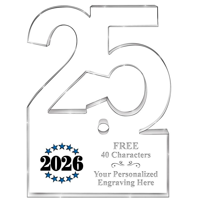 6" 25 YEARS OF SERVICE ACRYLIC