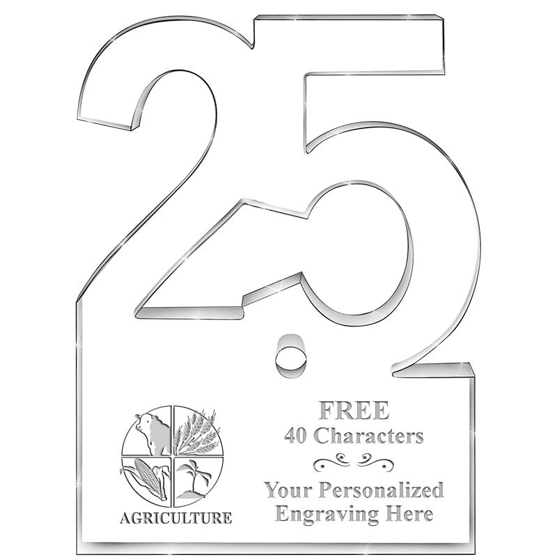 6" 25 YEARS OF SERVICE ACRYLIC