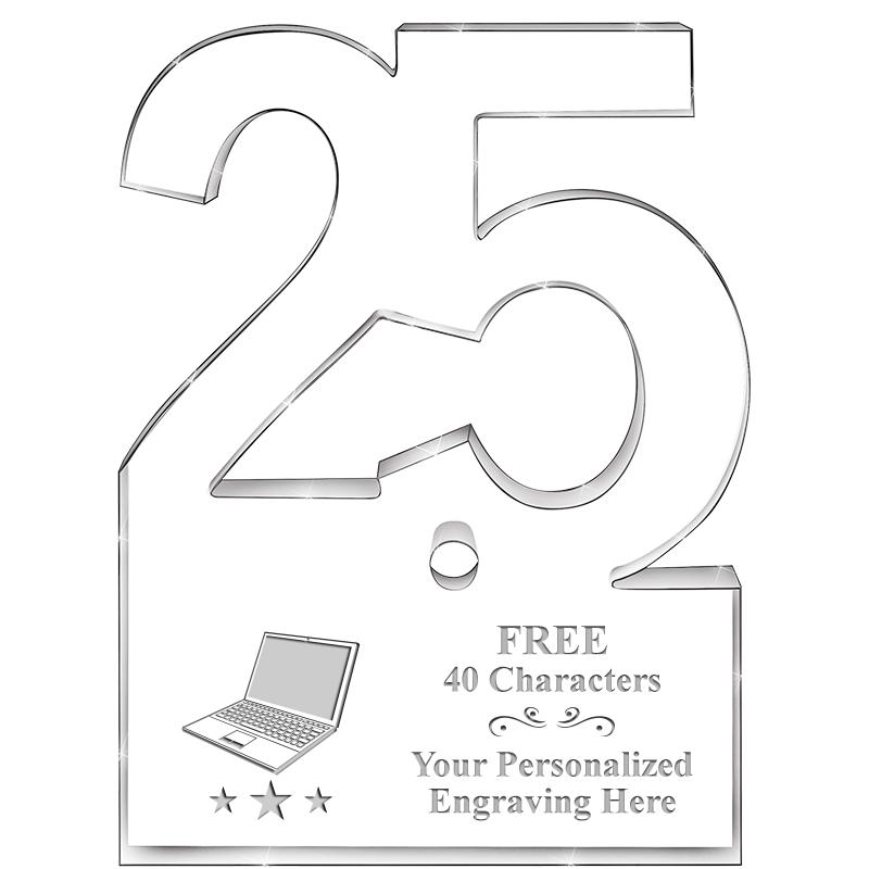 6" 25 YEARS OF SERVICE ACRYLIC