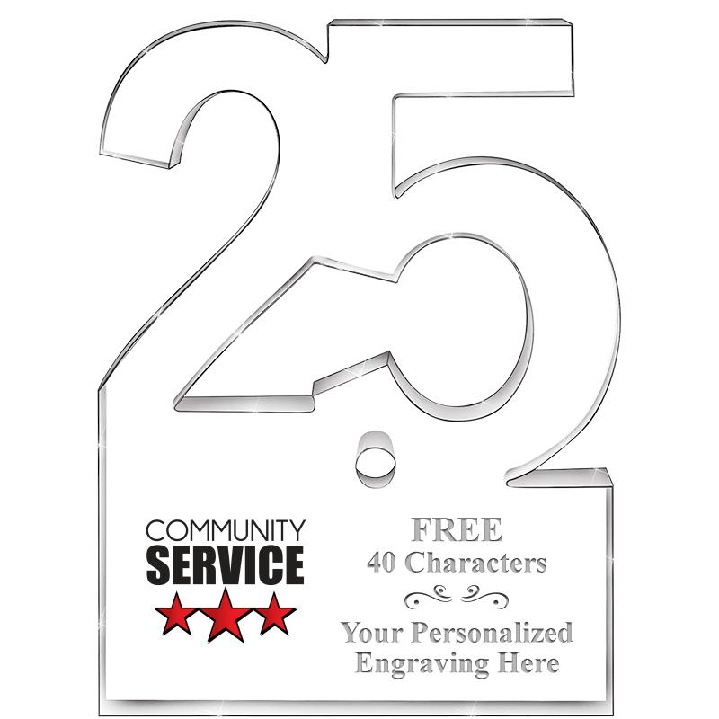 6" 25 YEARS OF SERVICE ACRYLIC