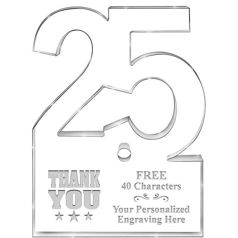 6" 25 YEARS OF SERVICE ACRYLIC