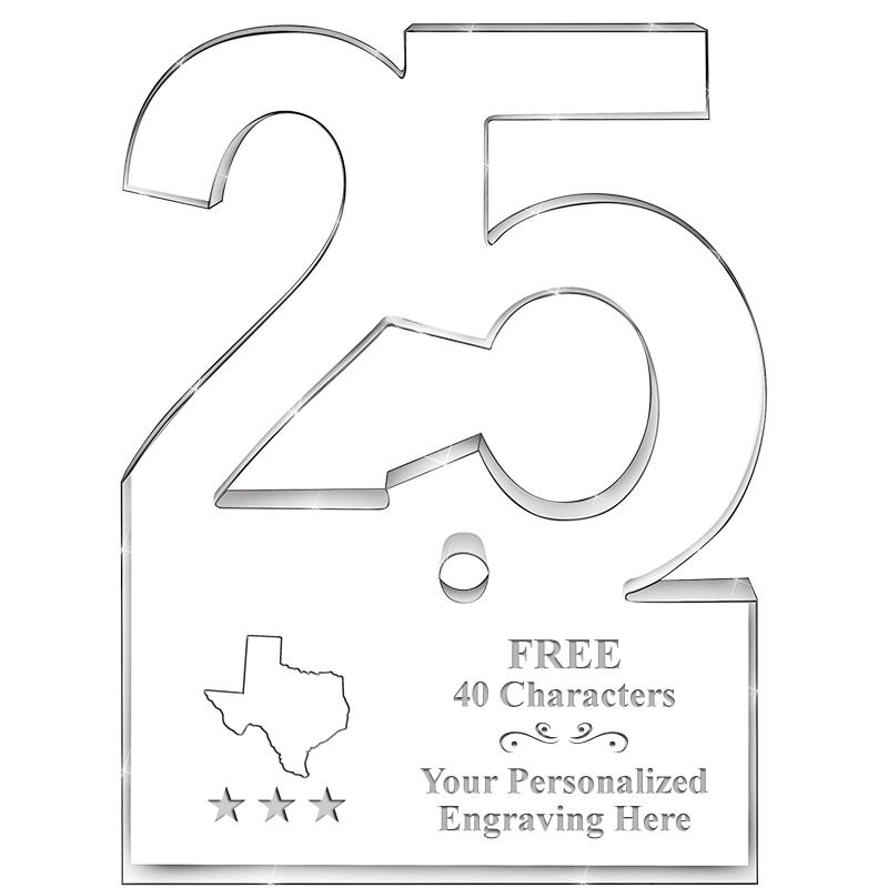 6" 25 YEARS OF SERVICE ACRYLIC