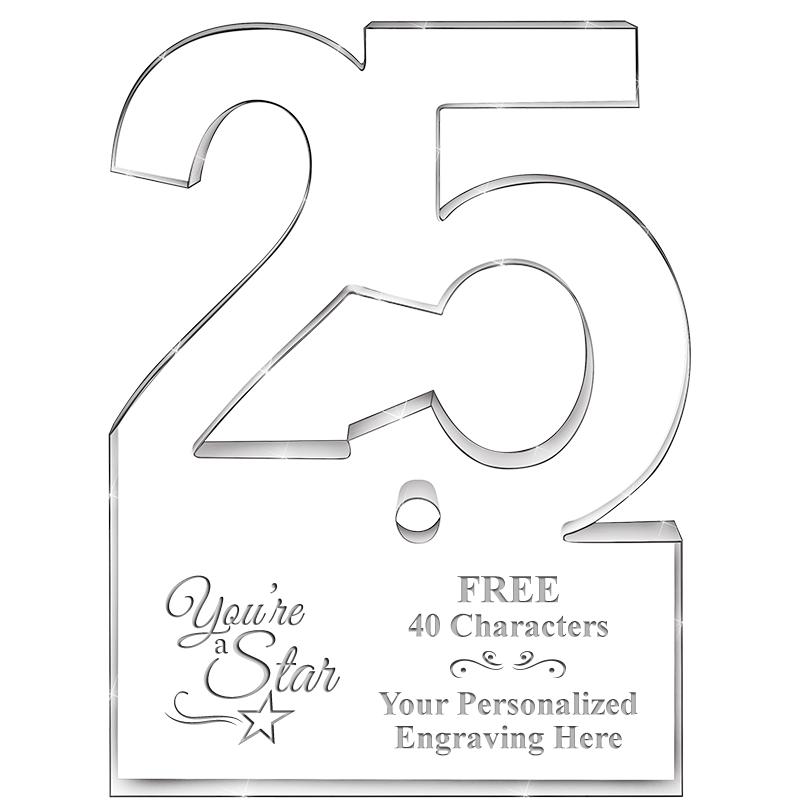 6" 25 YEARS OF SERVICE ACRYLIC