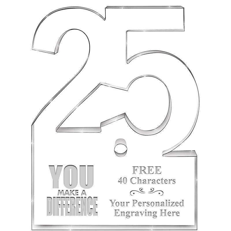 6" 25 YEARS OF SERVICE ACRYLIC