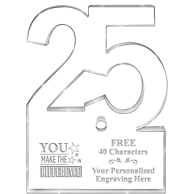 6" 25 YEARS OF SERVICE ACRYLIC