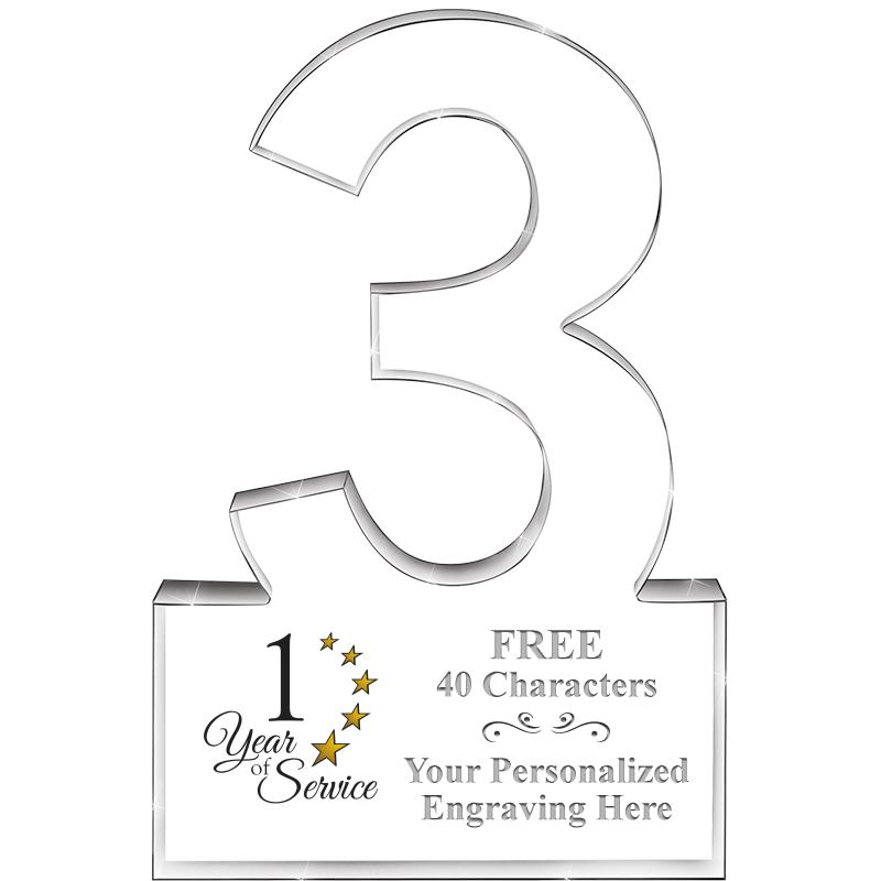 6" 3 YEARS OF SERVICE ACRYLIC