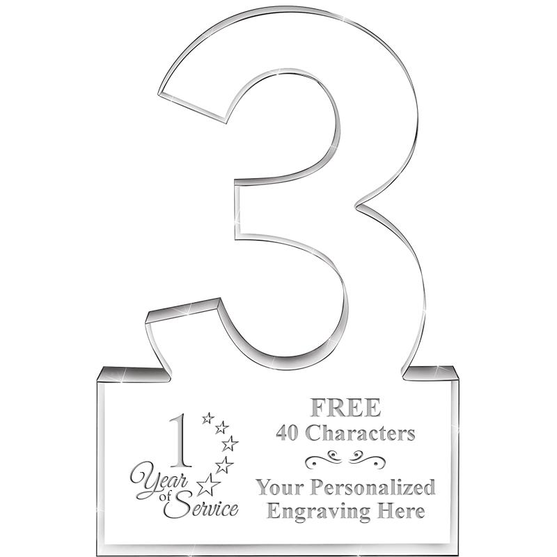 6" 3 YEARS OF SERVICE ACRYLIC