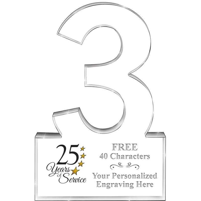 6" 3 YEARS OF SERVICE ACRYLIC