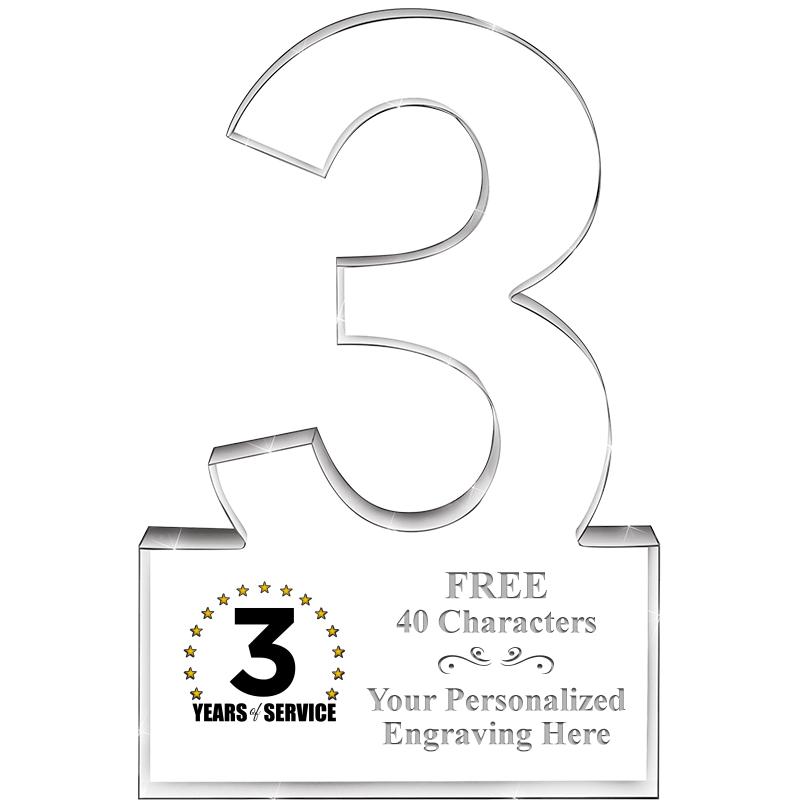 6" 3 YEARS OF SERVICE ACRYLIC