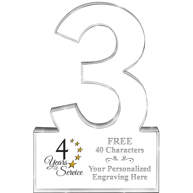 6" 3 YEARS OF SERVICE ACRYLIC