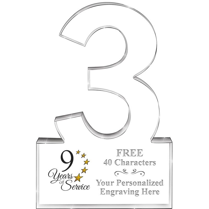 6" 3 YEARS OF SERVICE ACRYLIC