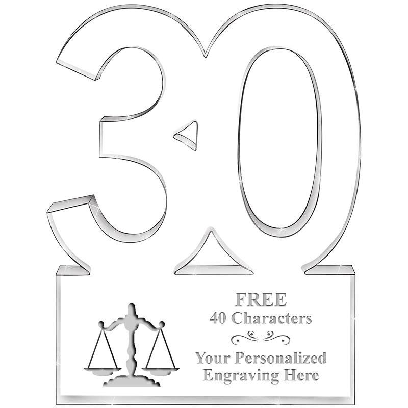 6" 30 YEARS OF SERVICE ACRYLIC