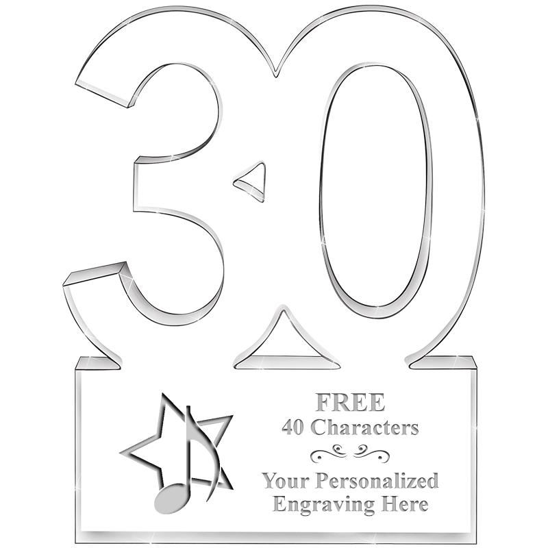 6" 30 YEARS OF SERVICE ACRYLIC
